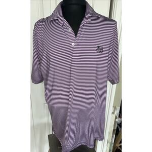 Turtleson Performance Golf Polo Men’s Large‎ Lavender/ White Stripe